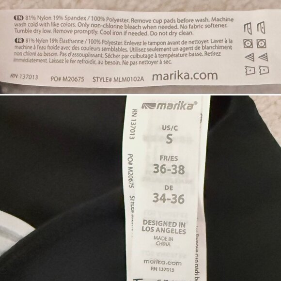 Marika Swim Tank Top Size Small Strappy Back UPF 50 Black White DryWik - Picture 5 of 9